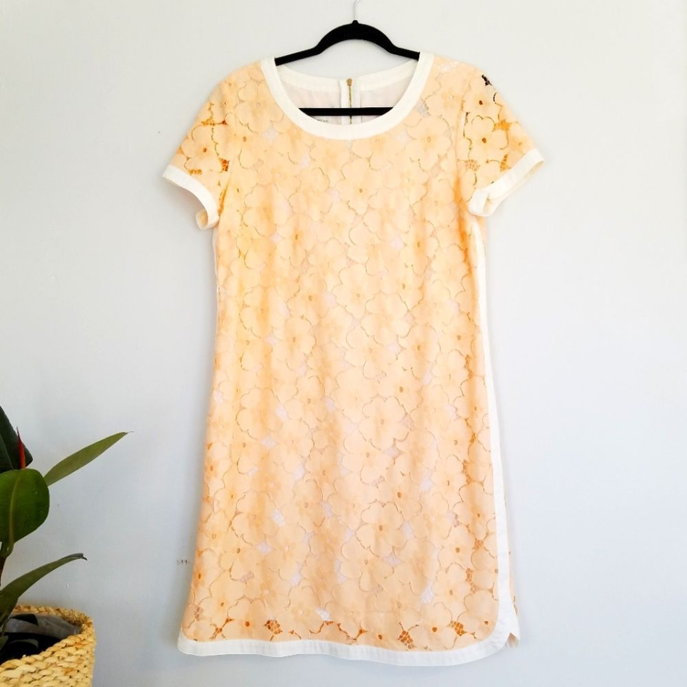 Donna Morgan Anthropologie Lace Peach Pink Shift Dress